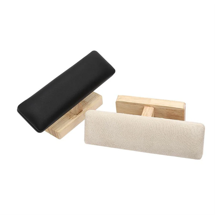 Wooden Base T-Shaped PU Leather/Velvet Bracelet Display Rack Bangle Watch Hairband Jewelry Storage Stand Holder Organizer 1pc