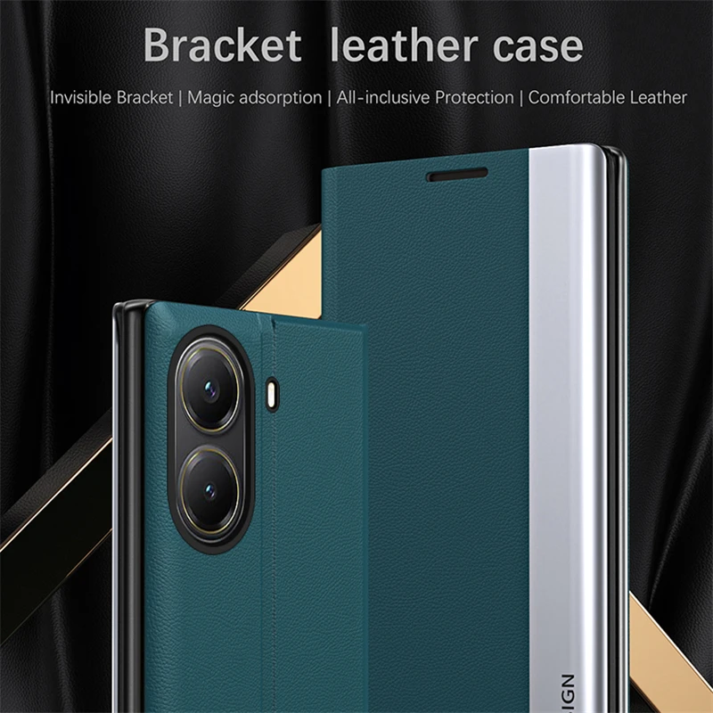 Luxury Plating Leather Flip Case with Kickstand Cover