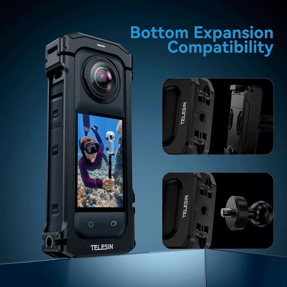 TELESIN° Accessoires Pour Insta360 X4, Étui De Protection Pour Insta360 X4, Cadre De Protection Pour Appareil Photo Avec Flexibilité De Montage, Étui De Protection Noir