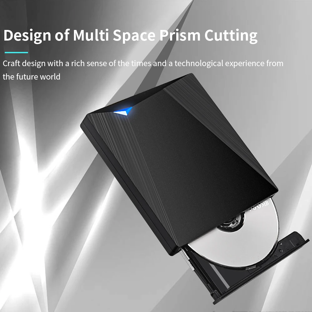 TISHRIC 블루레이 USB 3.0 외장 광학 드라이브 버너, 3D 블루레이 버너 리더, 라이터 슬림 BD CD DVD, 컴퓨터용 광학 블루레이