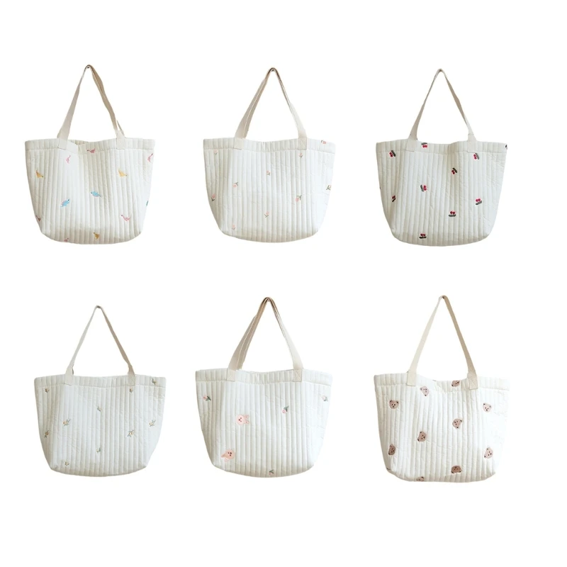 

Large Capacity Diaper Bag Cartoon Embroidery Travel Carrying Case Organizers Handbag for Hospital Visits