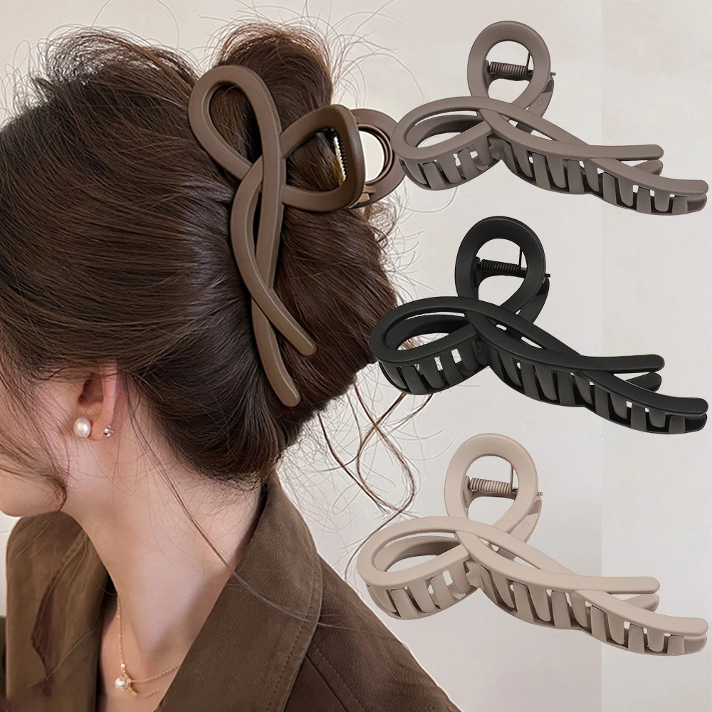 13CM Große Schleife Band Haar Klaue Krabbe Matte Haarnadeln Pferdeschwanz Haar Zubehör Frauen Acryl Haar Clips Mädchen Barrettes stirnbänder