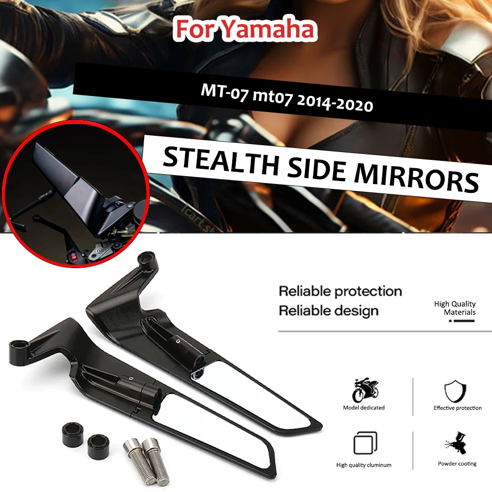 

Motorcycle Mirrors Stealth Winglets Mirror Kits To Rotate Adjustable Mirrors For Yamaha MT-07 mt07 2014-2020