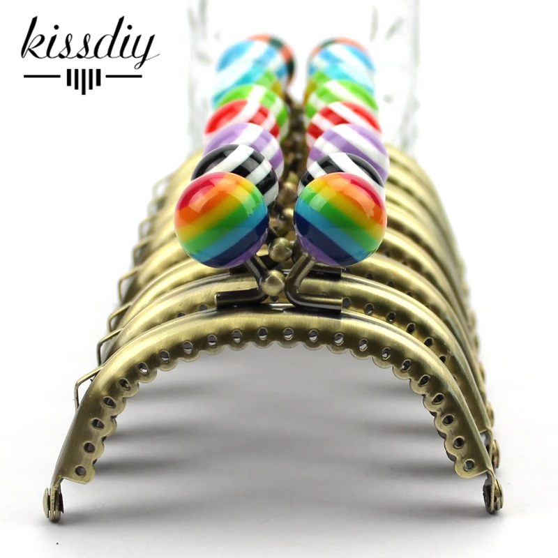 KISSDIY 20pcs wholesale 8.5CM antique Bronze Coin metal Purse Frames stripe lollipop Head Kiss Clasp  DIY Bag Accessorie