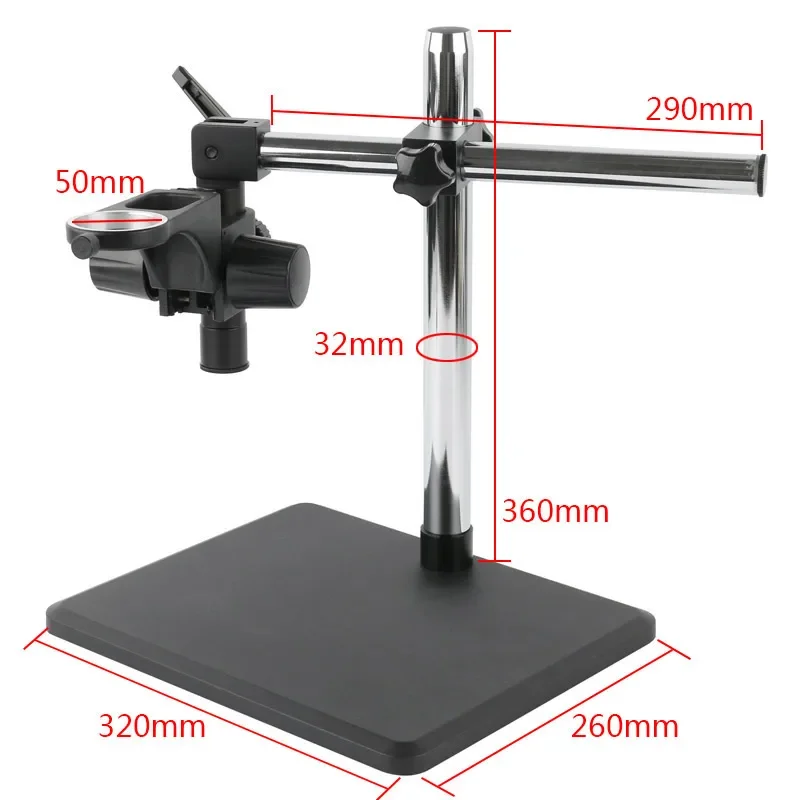 

Industrial HDMI VGA USB Video Microscope Camera Adjustable Working Stand Boom Table Holder 50mm Ring + Multi-axis Metal Arm 32mm