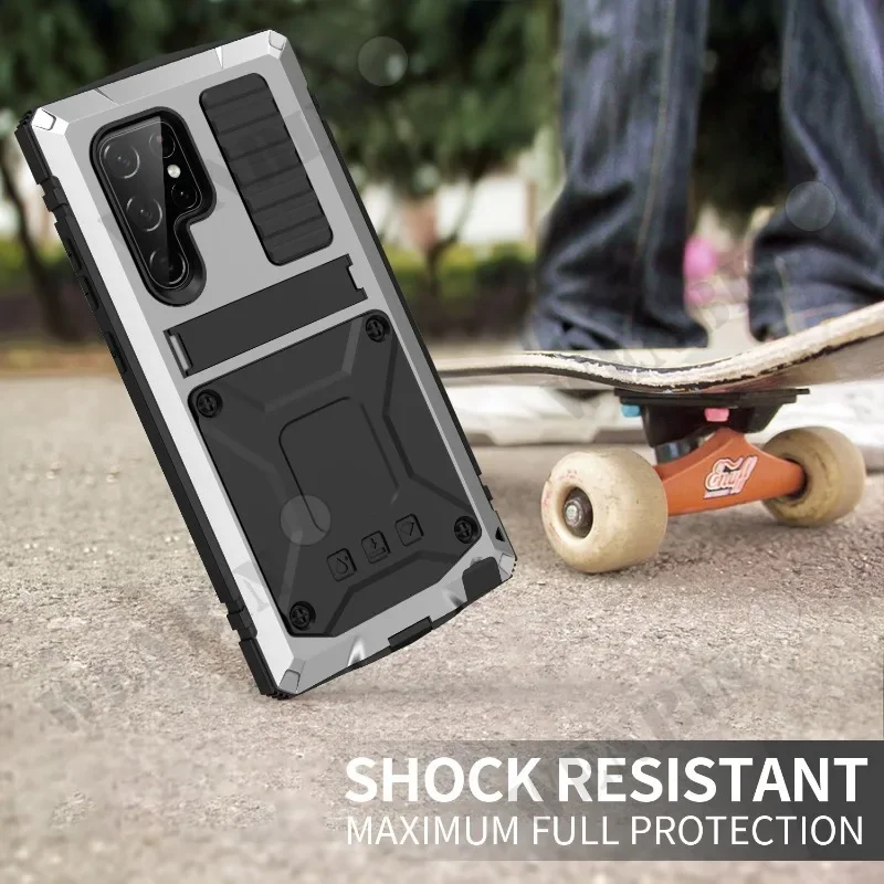 Luxury Case For Samsung S24 S23 S22 S20 Ultra Plus Z Fold 4 Z Flip 4 Rugged Armor 360 Full Phone Metal Aluminum Shockproof Cover