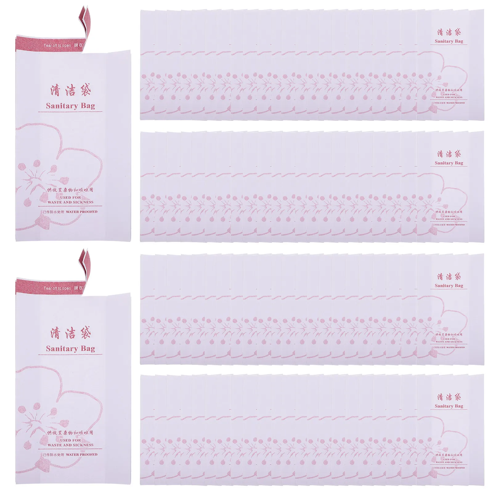 100Pcs 봉인 된 방수 종이 구토 가방 일회용 여행 멀미 야외 멀미 쓰레기 청소 가방