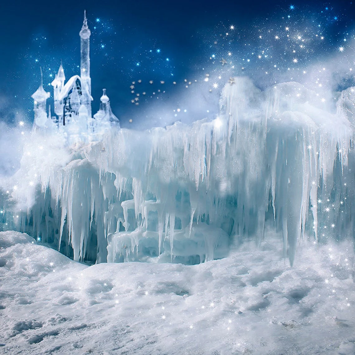 Ice Castle Frozen Place Snow Magic Frozen Star Fondali Computer Print Forniture Per Feste Sfondi Per Studio Fotografico