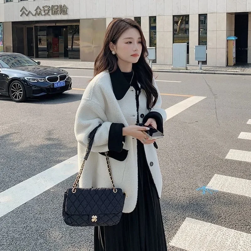 Wearing A Small Fragrant Lamb Fur Coat On Both Sides For Women's Autumn And Winter 2023 New High-end Fashion Commuter Coat P259