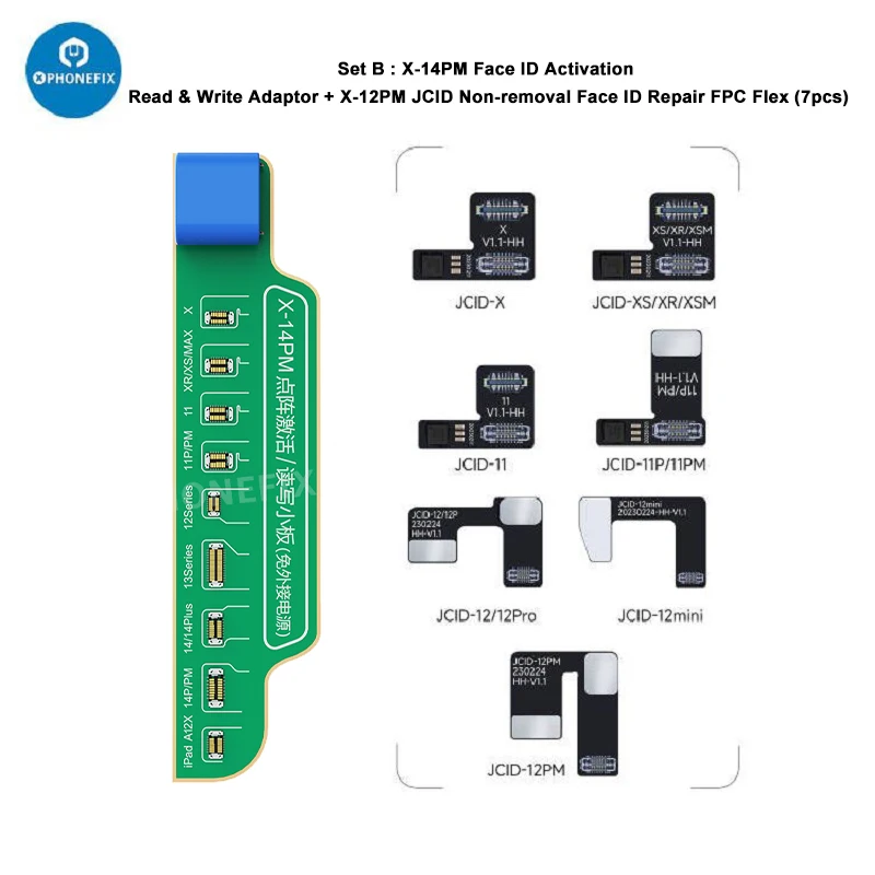 JC-Face ID Non-Removal Flex Cable, JCID Tag, Dot Matrix, Cabo para iPhone X-15, Dot Projetor, Ler e Escrever Reparação, Sem Soldagem, Novo