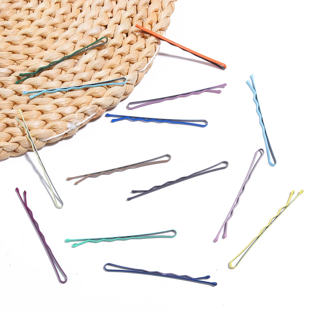 U 모양 물결 모양 헤어 클립, 다채로운 스프레이 페인트 머리핀, DIY 공예, 헤어 스타일 도구, 여성용 헤어 액세서리, 세트 당 20 개, 5.5 cm, 6cm