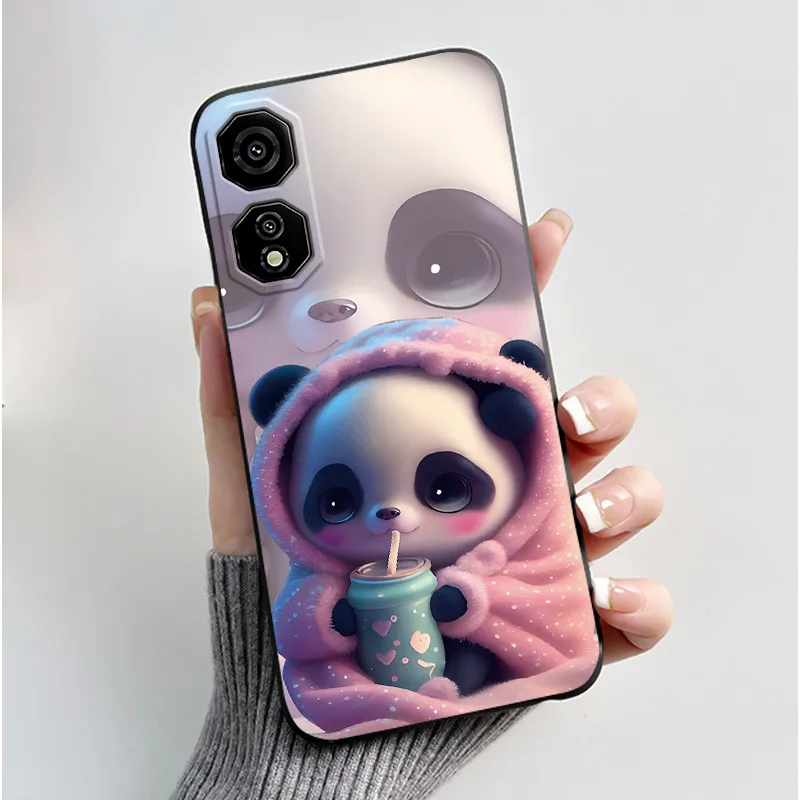 Cute Love Heart Rabbit Black Silicone Soft Protective Phone Case
