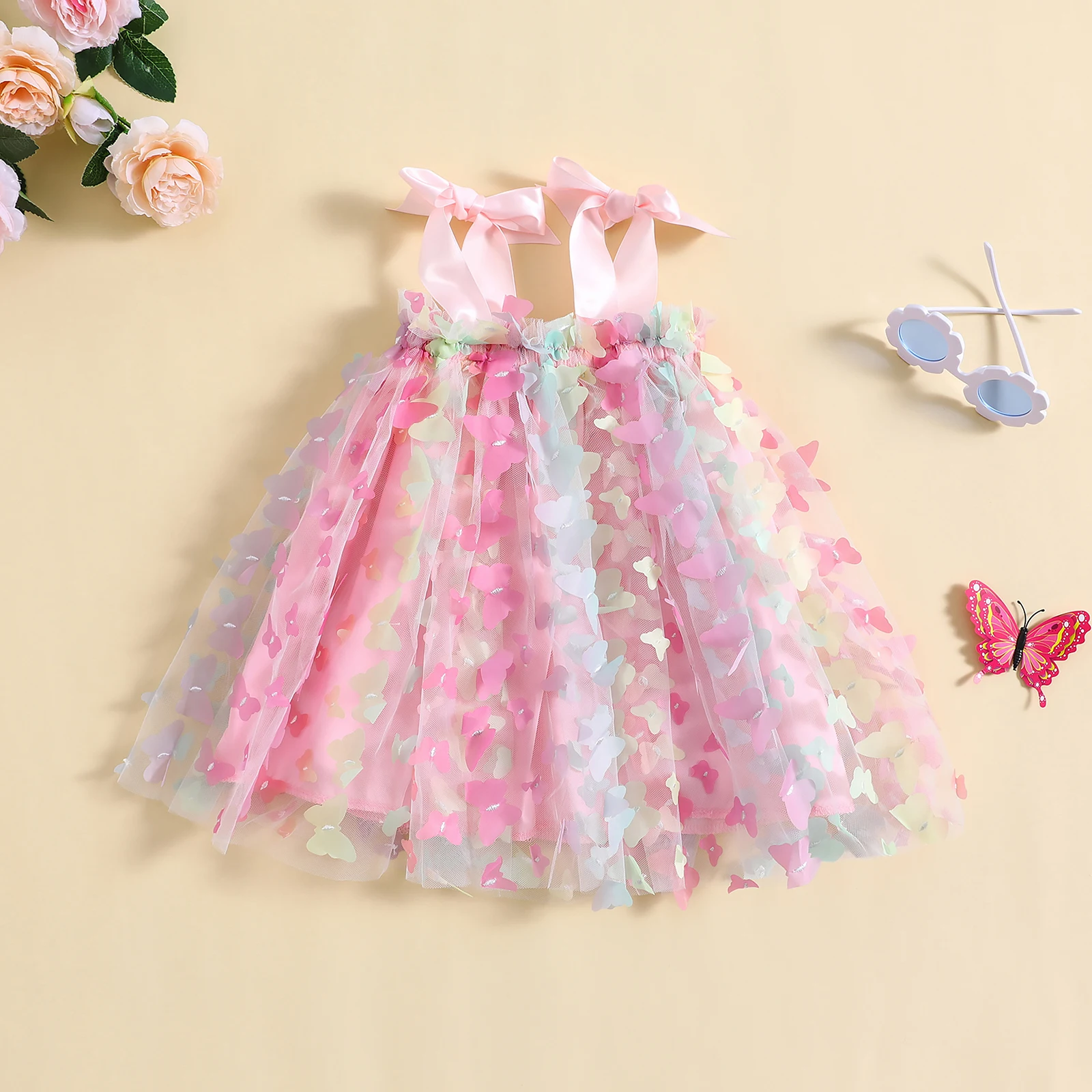 mababy6M4YInfantToddlerKidBabyGirlDressTulleButterflyLaceA