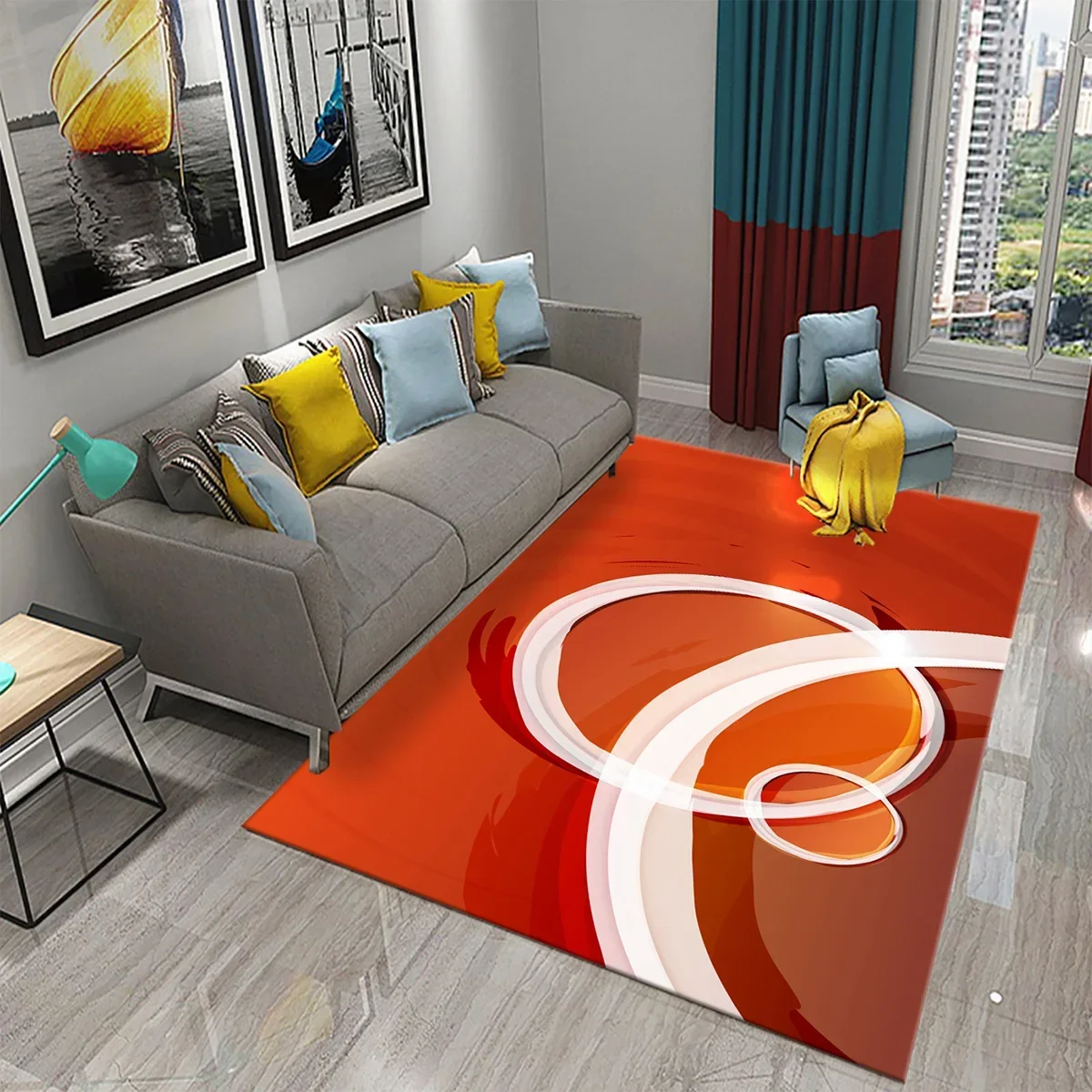 Colorful Circle Line Carpet Stylish Modern Abstract Circle Carpet for ...