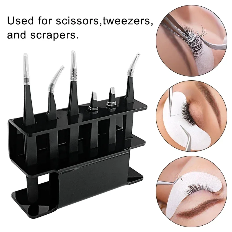 Acrylic Eyelash Tweezers Storage Holder Stand 6 Holes Convenient Tweezers Stand Shelf Hold Eyelash Extension Tattoo Makeup Tool eyelash tweezers eyelash tweezers holder