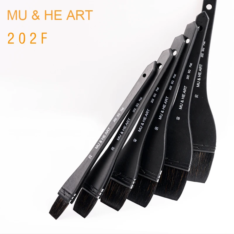 Squirrel Mixed Hair Flat Shape Black Wooden Handle