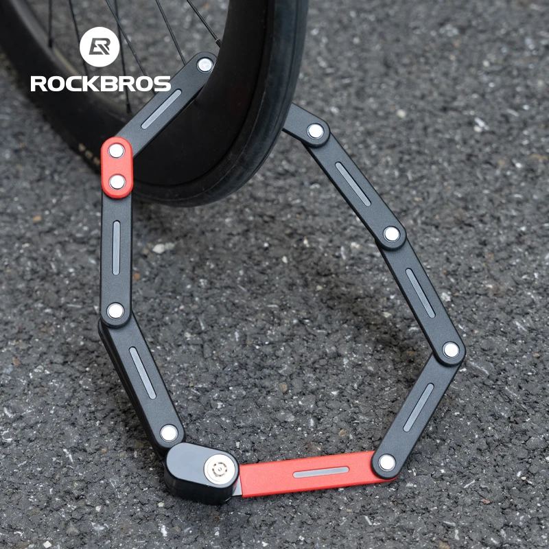 Lucchetto Pieghevole ROCKBROS Per Bici – 104,5 Cm, 6 Segmenti, Acciaio Temprato, Certificato Sold Secure Gold, Con Supporto E 3 Chiavi
