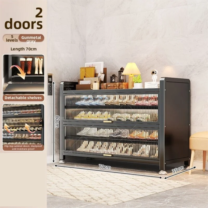 Dustproof Large Capacity Steel Shoe Rack And Entryway Cabinet Wall Leaning