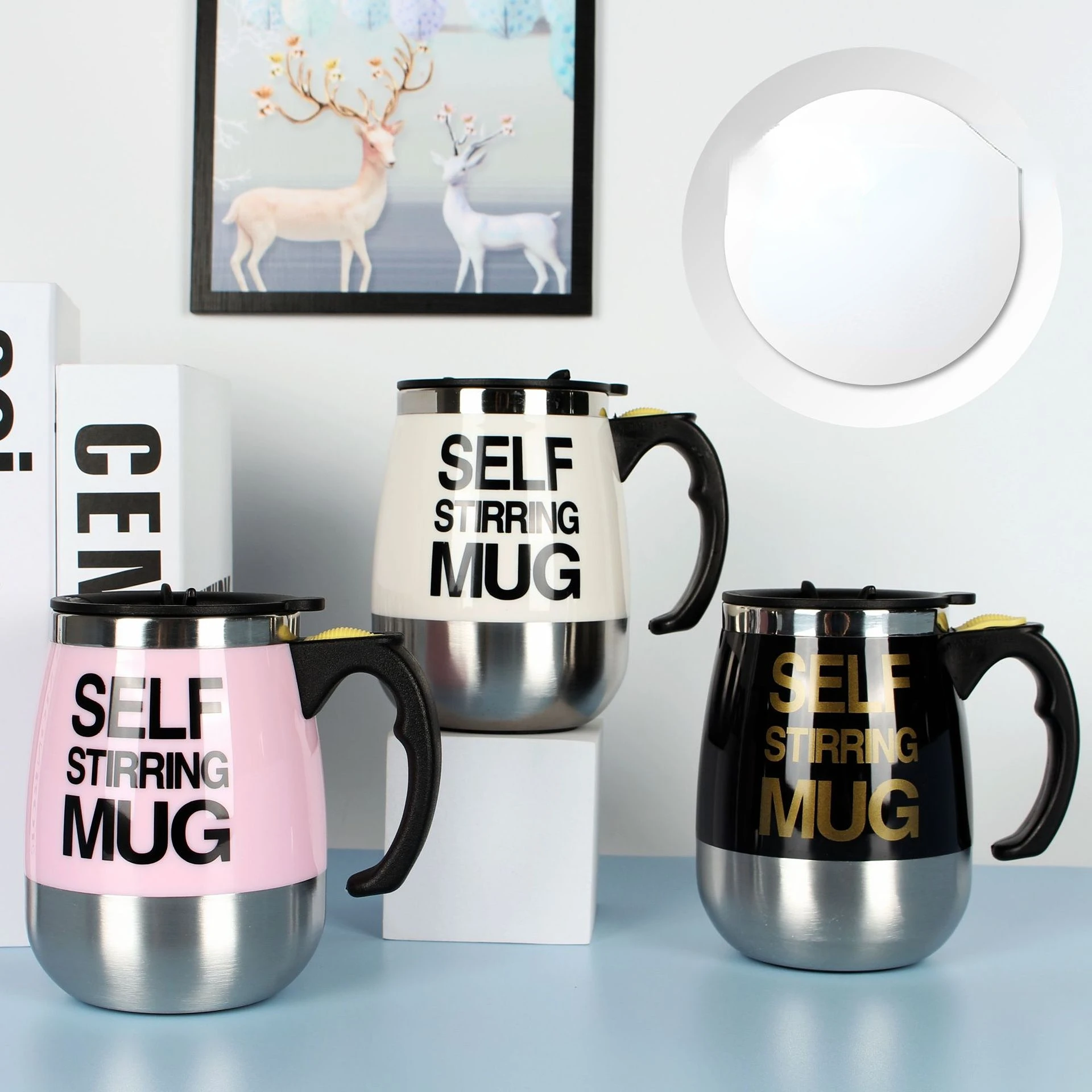 

Stainless Steel Automatic Stirring Cup, Milk Coffee Cup, Mixer Mugs, Coffee Cups, Coffee Mug with Lid