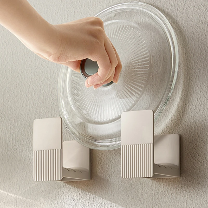 Multifunction Pot Lid Holder Wall Mounted Cutting Board Holder Self-Adhesive Kitchen Storage Plastic Rack Pan Lid Organizer