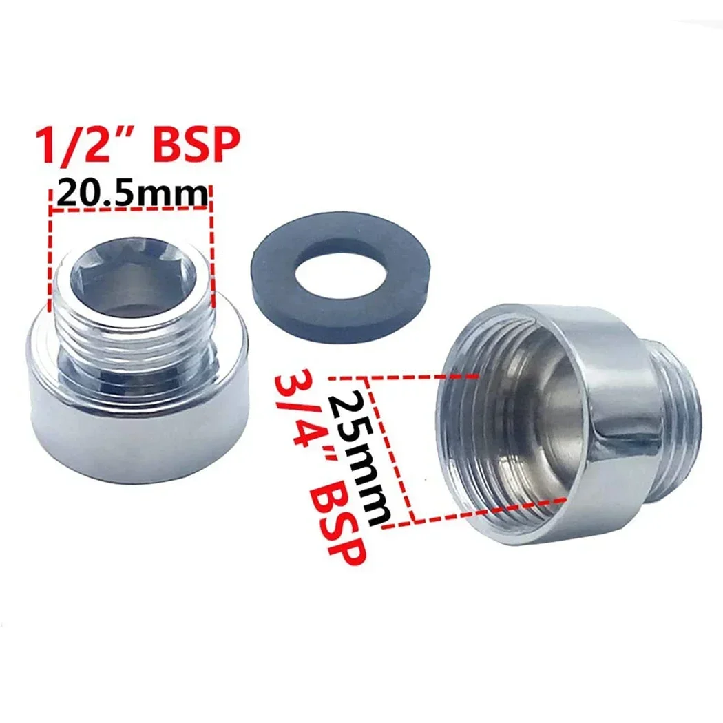 Shower Hose Adaptor Shower Hose / Head Adaptor 3/4" Female To 1/2" Male Chrome Reducer Female Hose Repair Copper Fittings For Tap Shower Faucet