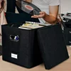 Vinyl Record Storage Box for up to 50+ 12-Inch Albums, Records Crate, LP Album Storage, Fabric Storage Boxes with Lids 6