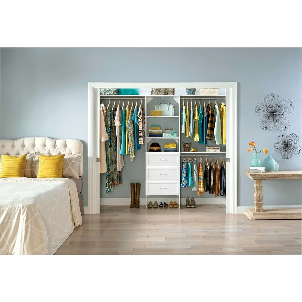 Closet Organizer with Shelves, 3 Drawers, 25-Inch-Pure White 3