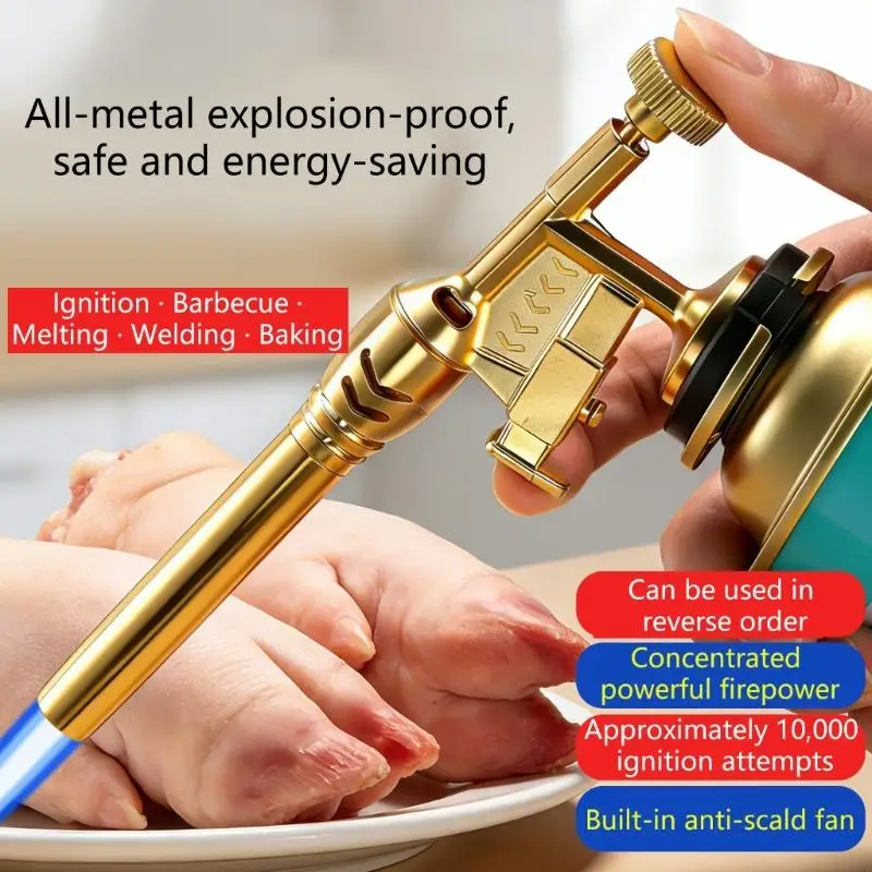 PortableGoldCopperGasWeldingTorchHighTemperatureFlameforBBQCookingBrazing