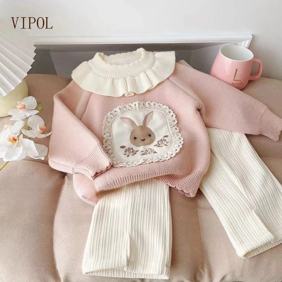 

VIPOL Girls winter fleece suit baby girls thick round neck pullover sweater two sets 7-12m 13-24m 25-36m 4-6y