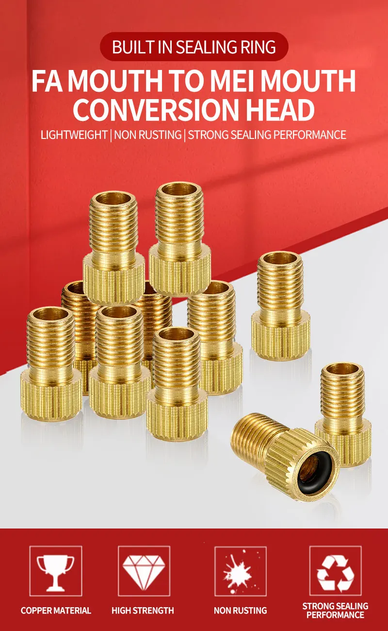 VXM Bicycle Wheel Tire Transfer Valve Adapter French Mouth To AV Road Bike Copper FV Pump Valve Cap Cycling Tyre Accessories