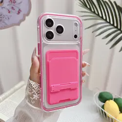 Vibrant Dual - Function Wallet Phone Case with Card Slot & Anti - Slip Grip - iPhone 15 Plus (Rose red)