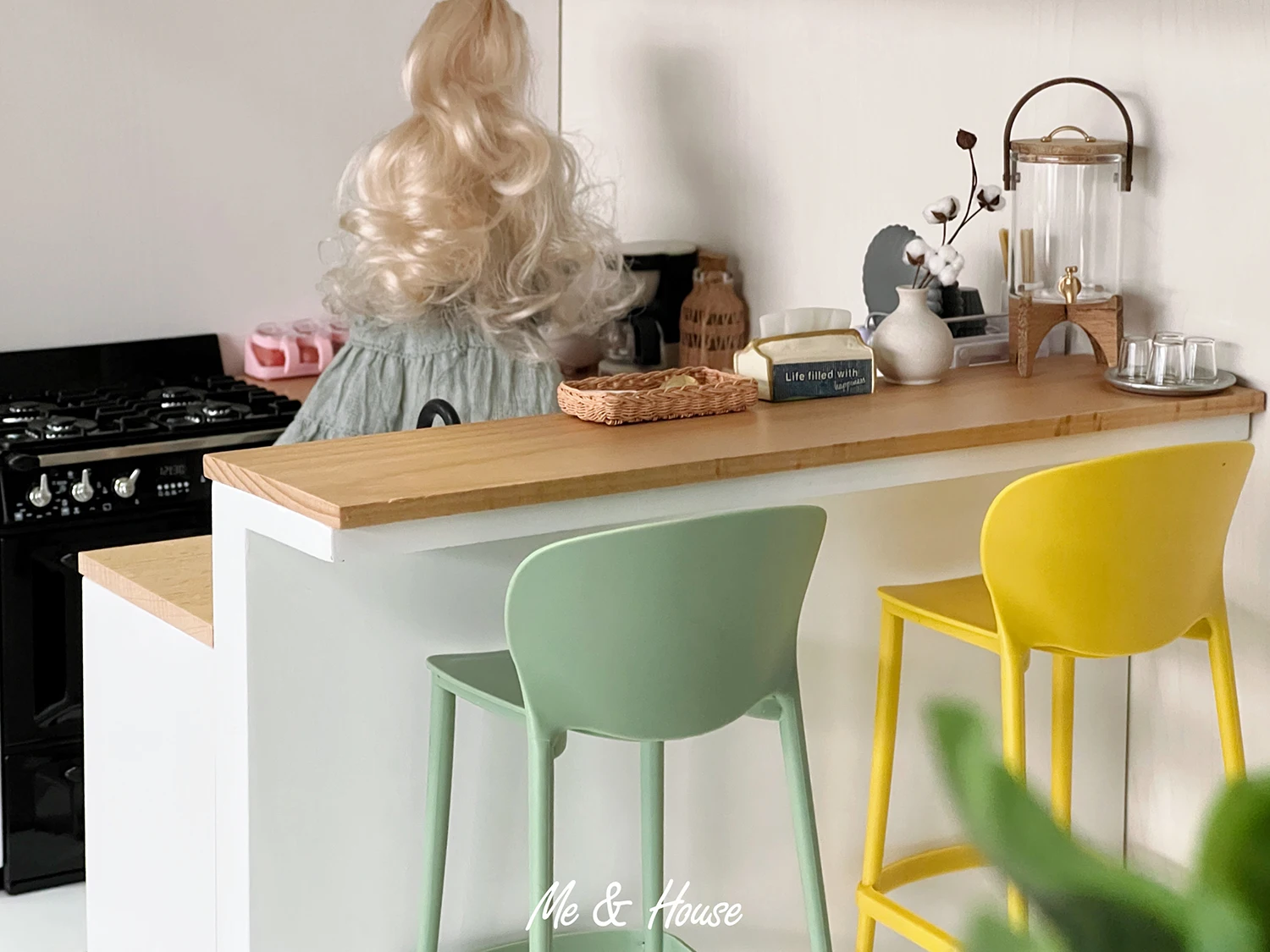 1/6 인형 집 모델 가구 액세서리 미니 모델 바 의자/식당 의자(의자 2개 세트)