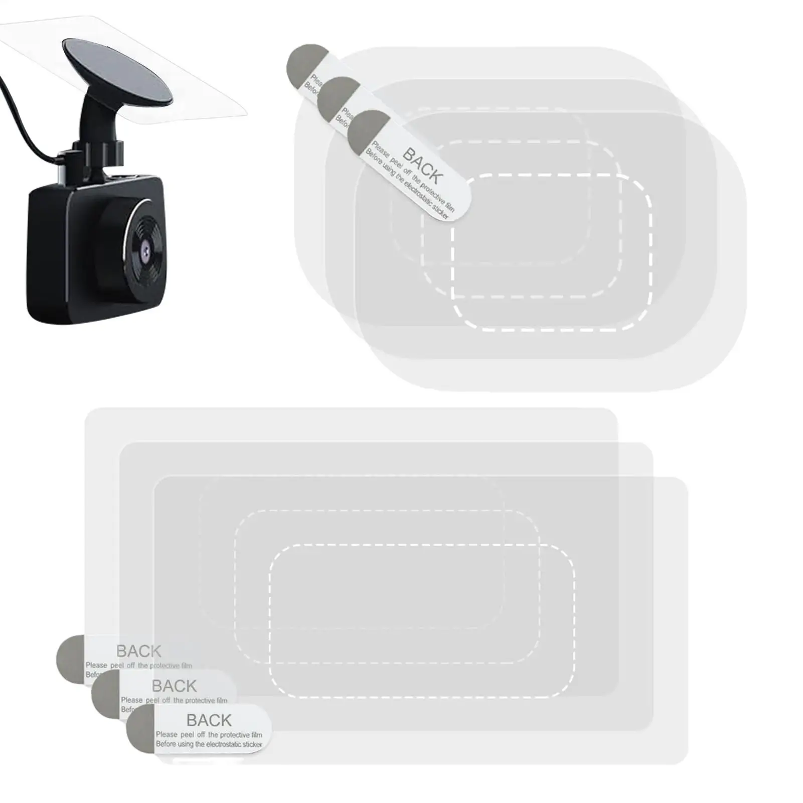 6pcs Electrostatic Films For Dashboard Cameras Windshield Mount Dashcams Stability Transparent Antifall Clear Adhesive Sticker