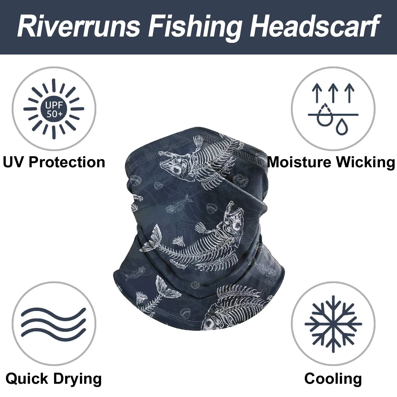 Sun Protection Neck Headscarf, Riverruns, Aventik