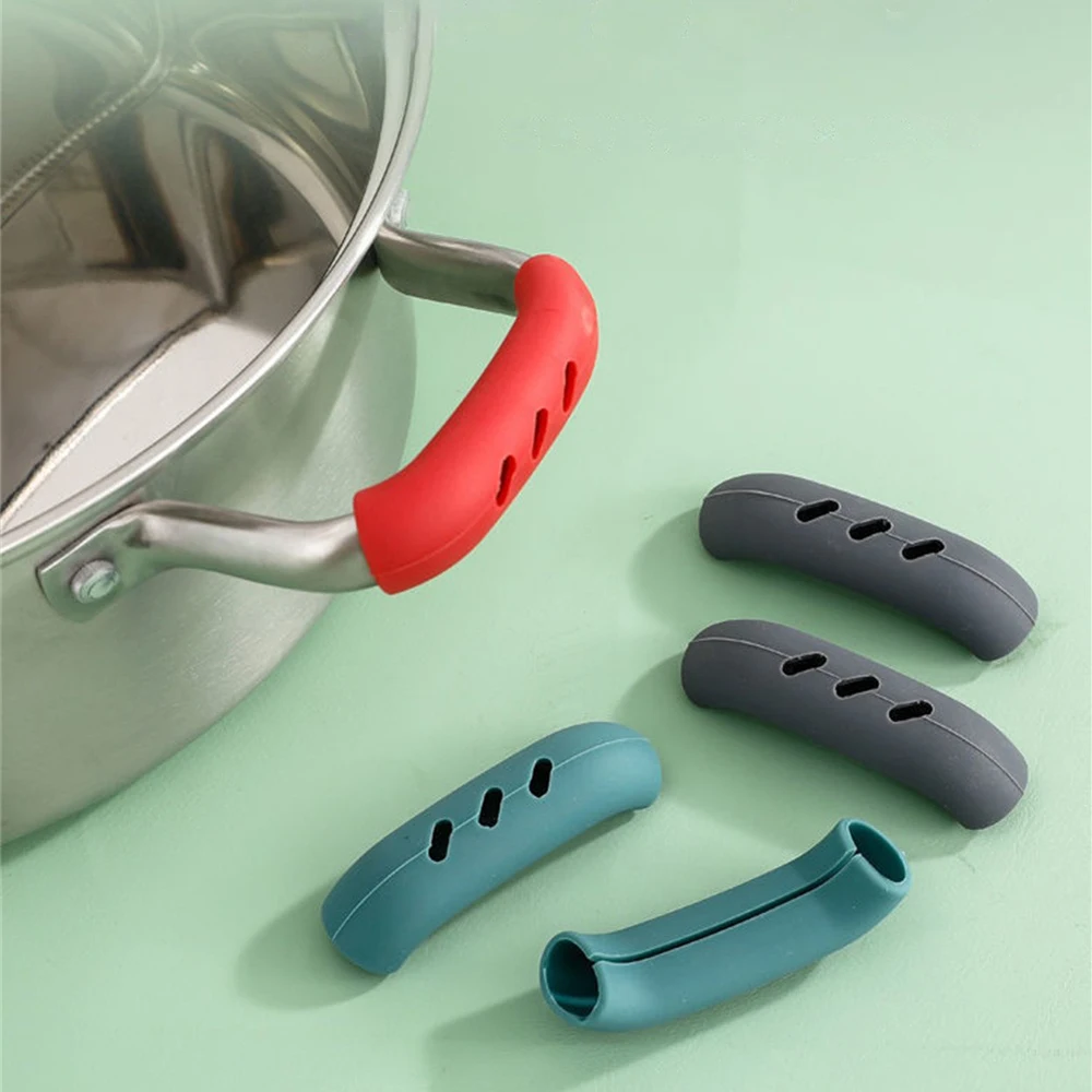 Silicone Pot Handle Cover Heat Insulation Covers Pot Ear Clip Steamer Casserole Pan Handle Holder Non-slip Kitchen Tool