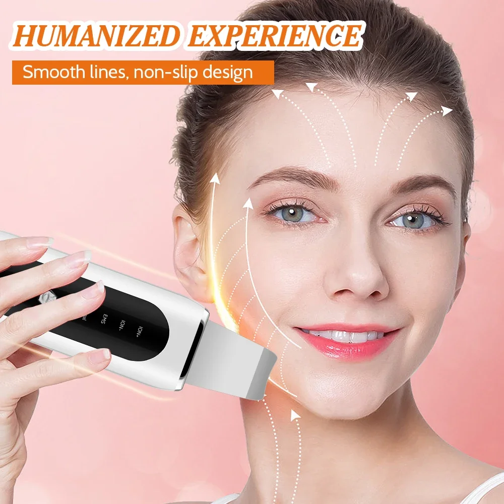 EMS Ultrasonic Cleaner Set Skin Scrubber Face Lifting Spatula Blackhead Remover Shovel Acne Pore Cleaning