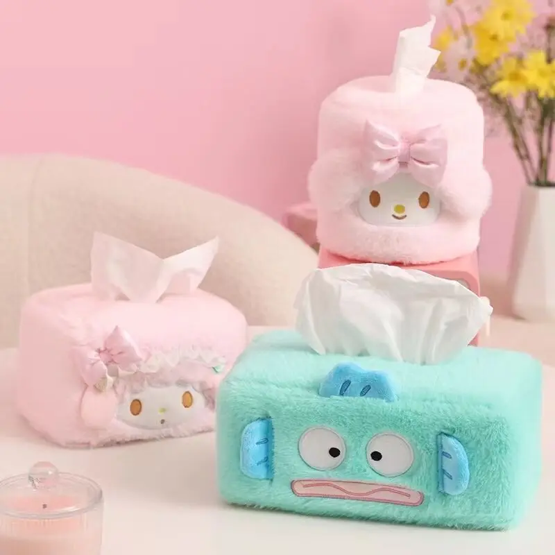 

Cartoon My Melody Hangyodon Plush Tissue Box Sanrio Kawaii Anime Home Decoration Girl Heart Cute Paper Tube Cover Gift for Kids