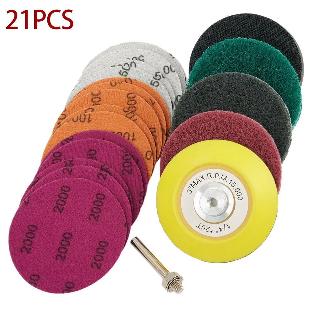 Accessories Polishing Pad ing Car Sponge Tool 21PCS Waxing 3inch Bit Adapter For Polisher Drill Headlights