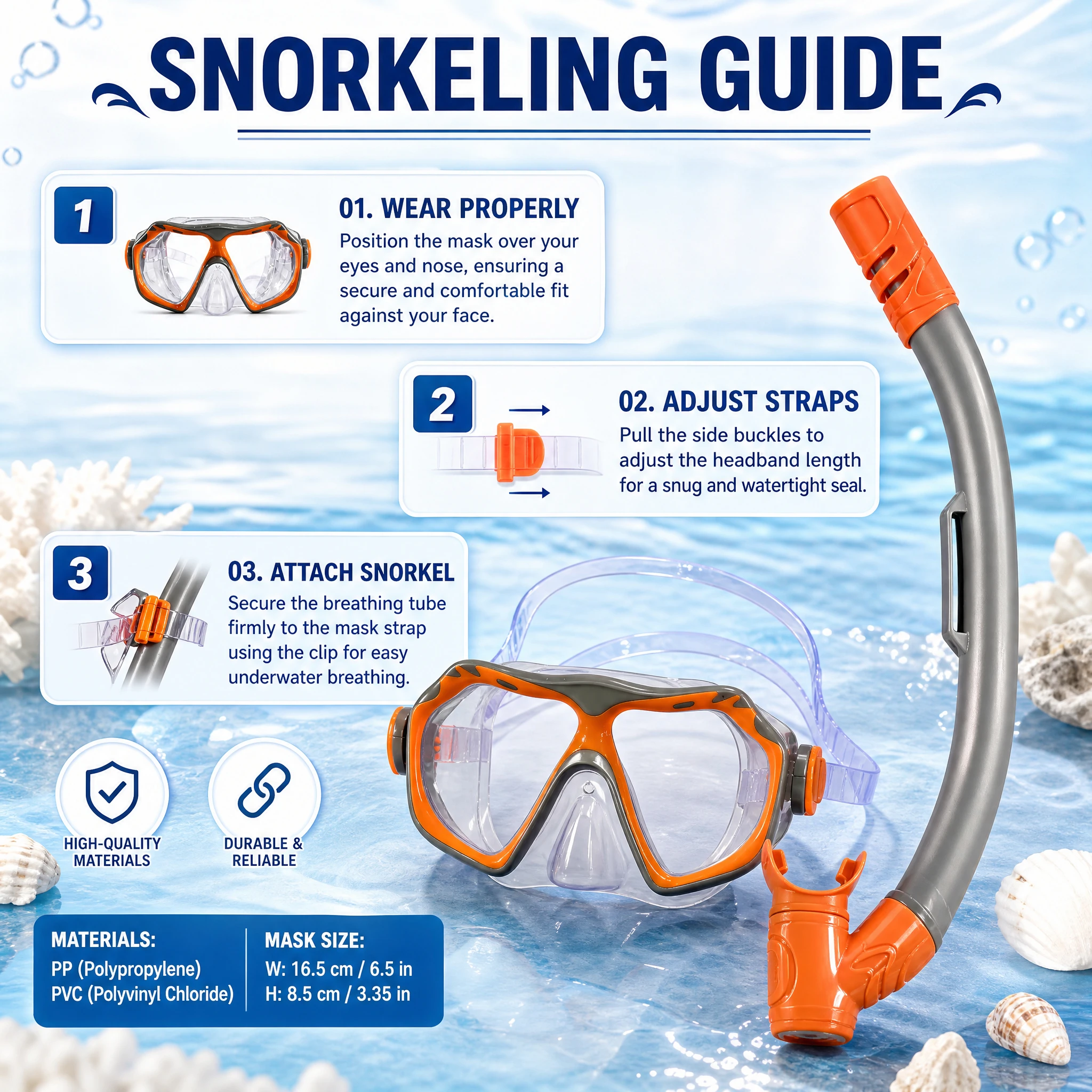 Set Snorkel a Secco con Maschera Subacquea per Adulti - immagine 5