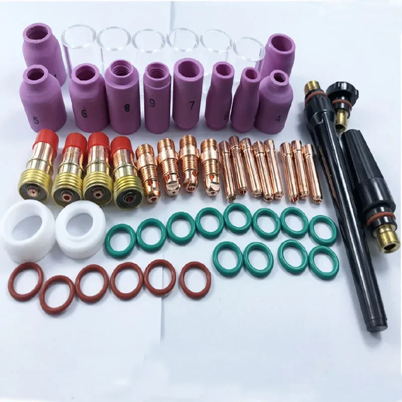 Welding Torch 49Pcs/55pcs TIG Welding Torch Stubby Gas Lens For WP17 WP18 WP26 TIG 10pcs Glass Cup Spares Kit Durable Practical Accessories