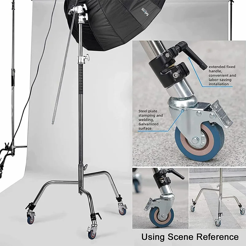Selena 3Pcs 25/30mm 헤비 듀티 전문 360 회전 캐스터 휠 C-스탠드 라이트 스탠드 휠 사진 액세서리