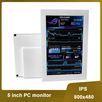 데스크탑 USB 동적 디스플레이 화면, 5 인치 IPS PC 보조 화면, 800x480, DIY 컴퓨터 모니터링, AIDA64 MOD 게임, 흑백