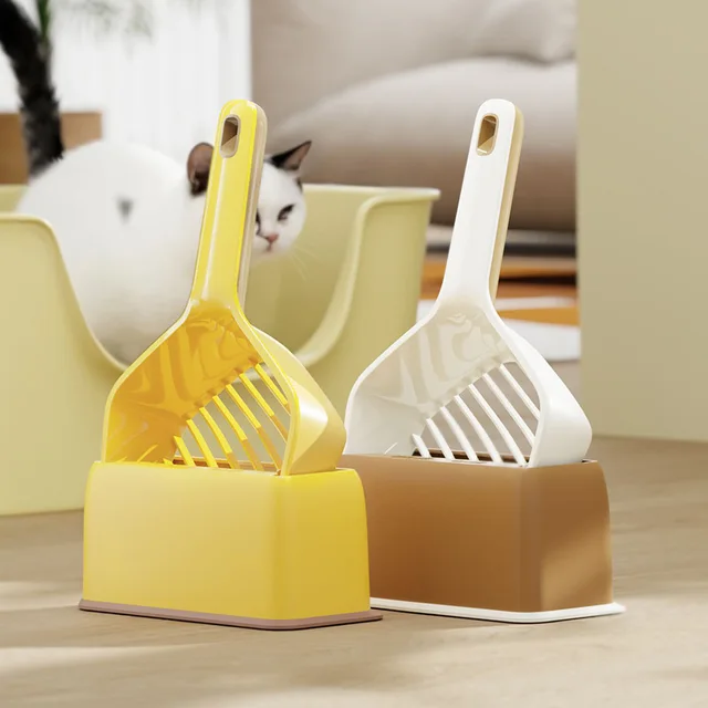 Cat Litter Scoop Plastic Long Handled Cat Scoop Large Cute Cat Scoop Poop Cat Basin Cat Poop Big Scoop Small Hole Pet Supplies 4