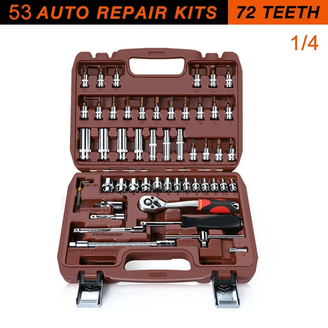 Socket Set Universal Car Repair Tool Ratchet Set Torque Wrench Combination Bit A Set Of Keys Multifunction DIY toos 53pcs