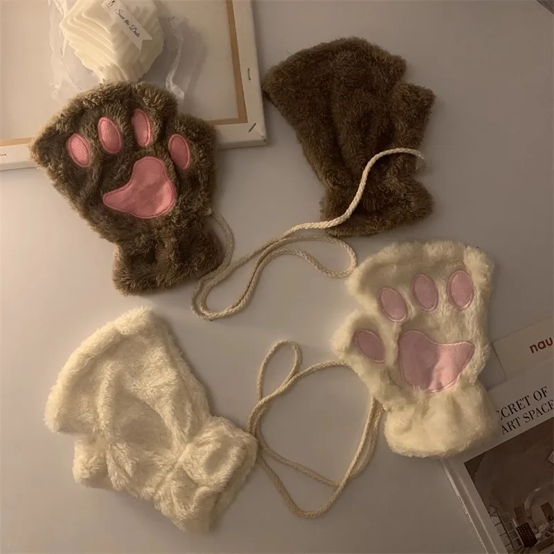 YJZQ Gants Patte De Chat Mitaine Fausse Fourrure Patte Ours
