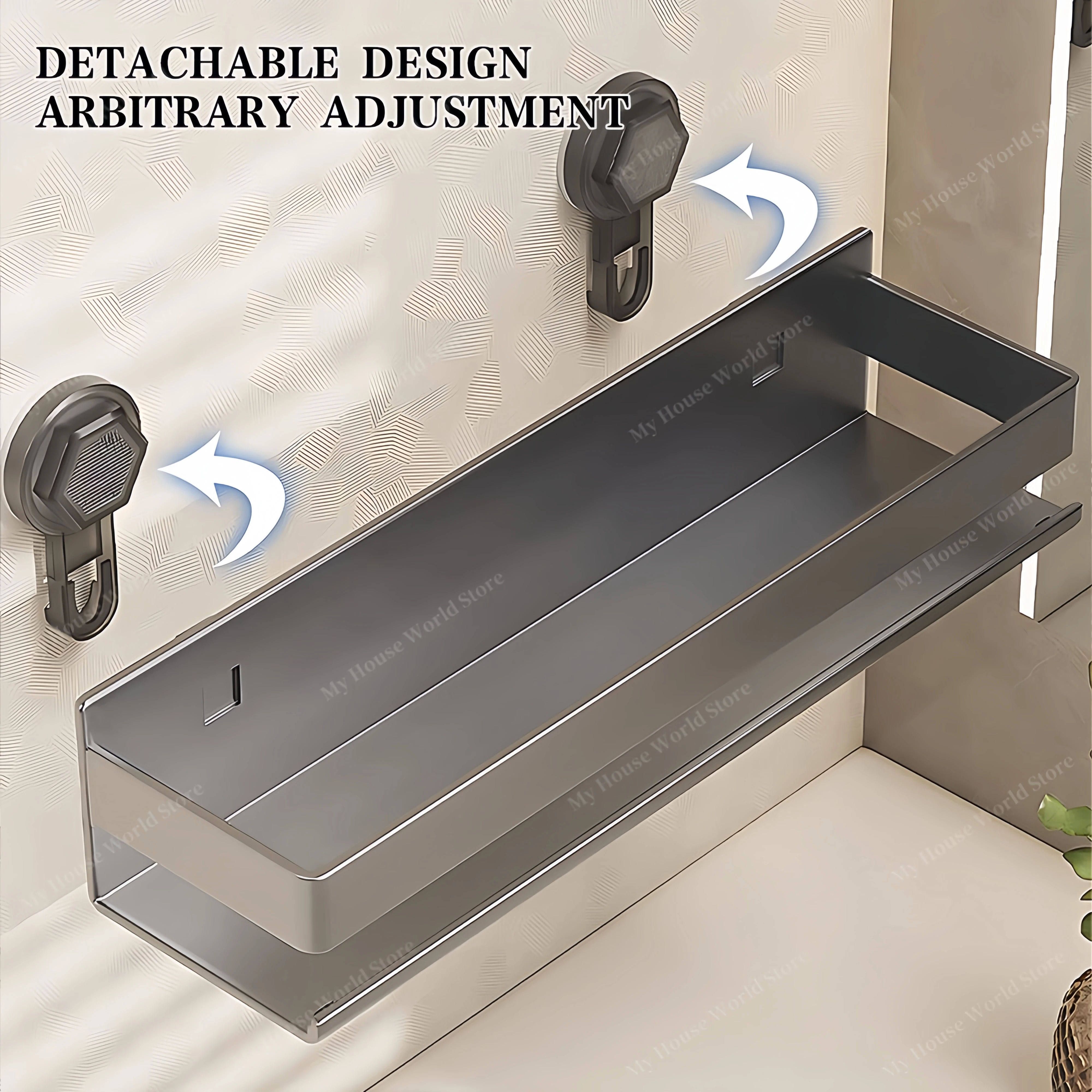 Shower Suction Cup Shelf Storage Shelf Home Organizer Shelf Holder Bathroom Organizer Suction Cup Wall Mounted Storage Rack 3
