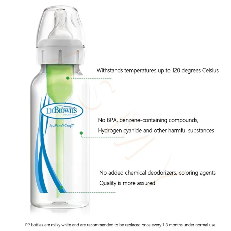 Dr. Brown's newborn baby bottle 60ML 120ML 250ML Standard mouth PP milk bottle