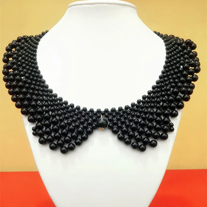 Schöne neue 1-teilige Perlen-Schleifen-Perlenkragen-Halskette, handgewebte Perlenkette, Kleidungsaccessoires, kreative Geschenke für Damen – Detail 2