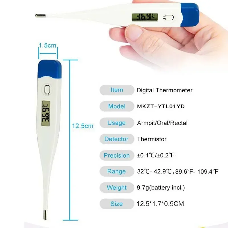 Description Picture 3 of item2pcs Thermometer Electronic Hard Head Oral Armpit Temperature Measurement Household Adults Children Thermometers