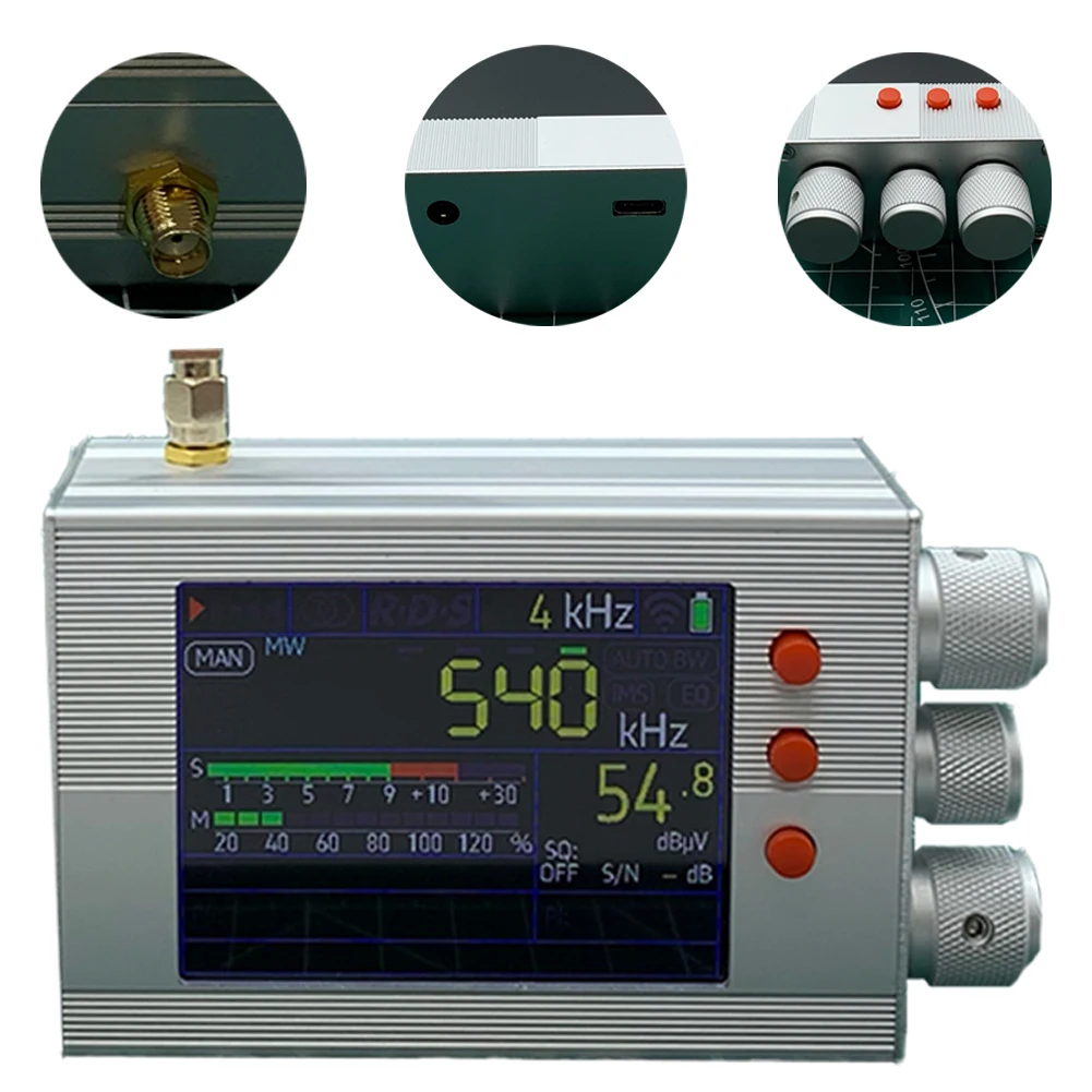 모든 밴드 라디오 리시버, 3.2 인치 LCD 핸드헬드 라디오, 안테나 내장 스피커, LW/MW/SW/FM/AM, 3000mAh 배터리, TEF6686